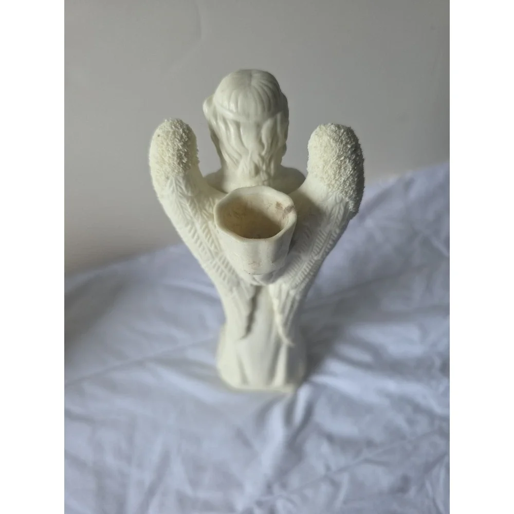 Vintage Angel Candlestick holder Praying‎ Hands Matte Finish